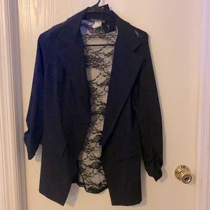 Lace back black business blazer